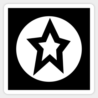 Small White Star White Circle Graphic Sticker